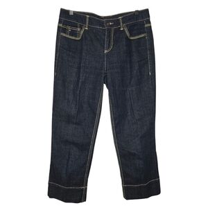 Tommy Hilfiger Womens Vintage Classic Rise Dark Wash Wide Leg Capri Jeans 4